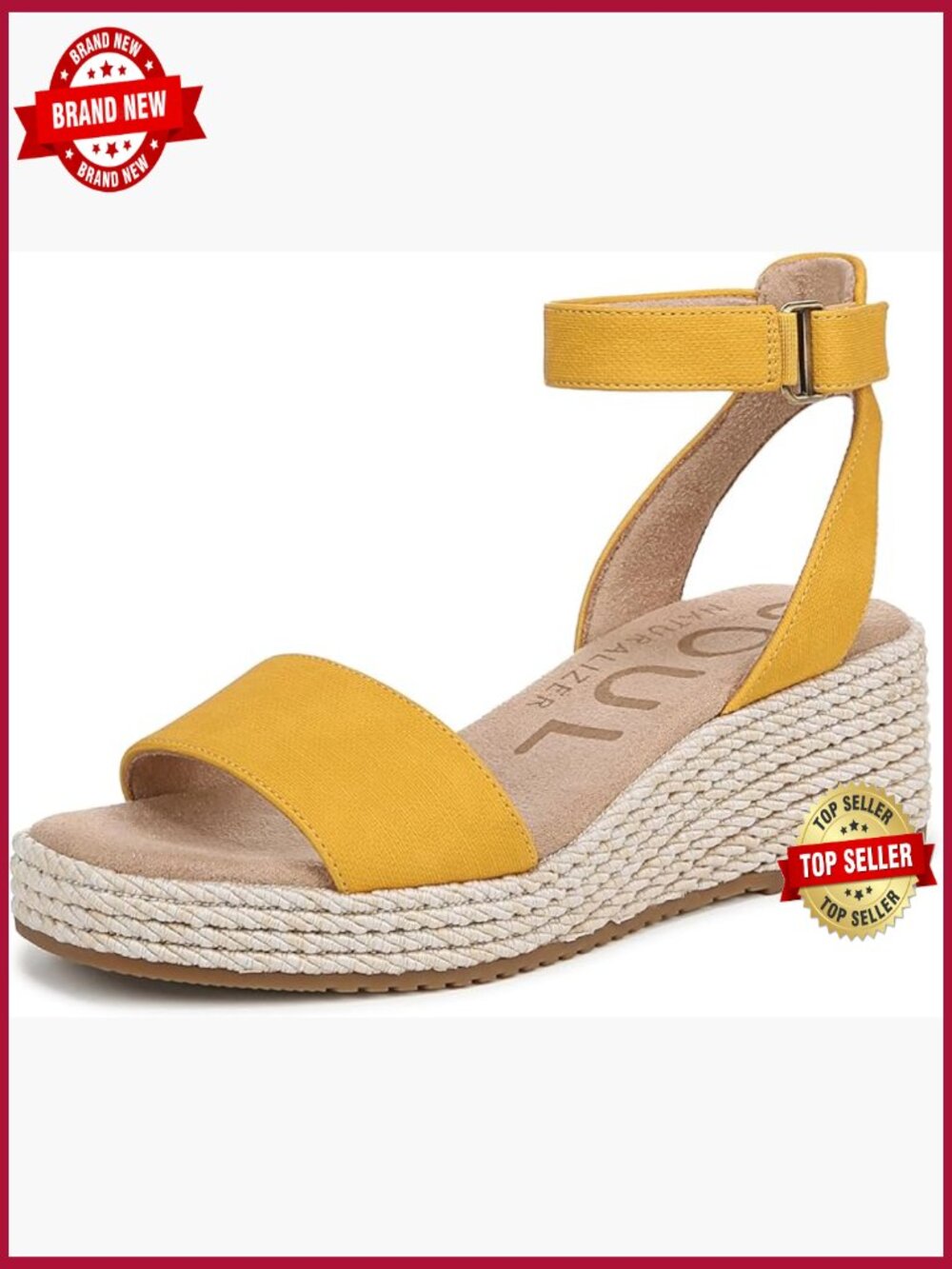 Wedge Espadrille Sandals with Adjustable Strap and Memory Foam